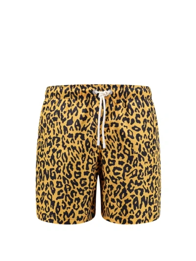 Shop Palm Angels Nylon Swim Shorts With All-over Animalier Print