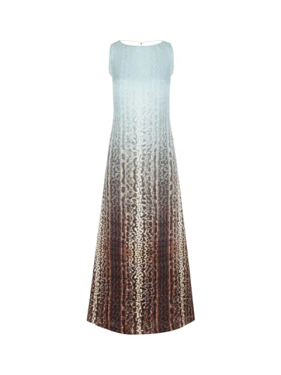 Shop Fendi Silk Dress With Ff And Animalier Print