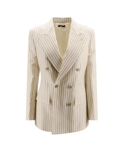 Shop Tom Ford Double-breasted Jacket With Striped Pattern