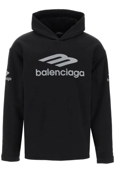 Shop Balenciaga 3b Sports Icon Waterproof Hoodie In Black