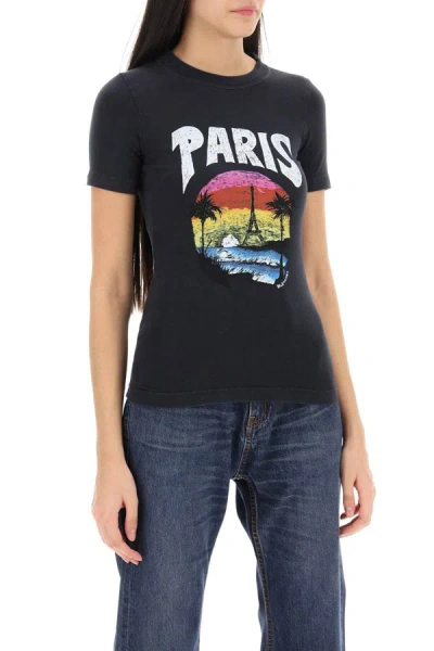 Shop Balenciaga Paris Tropical T-shirt In Black