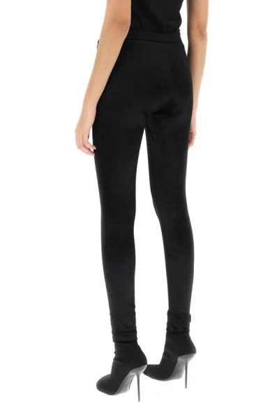 Shop Balenciaga Velvet Leggings In Black