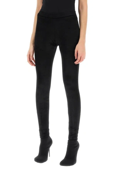 Shop Balenciaga Velvet Leggings In Black