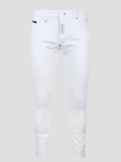 Shop Philipp Plein Skinny Fit Denim Trousers In White