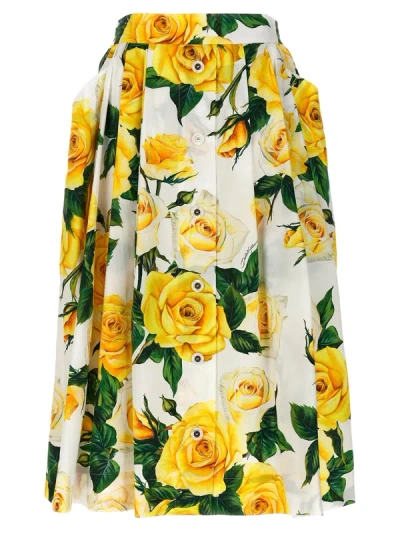Shop Dolce & Gabbana Rose Gialle Skirts In Yellow