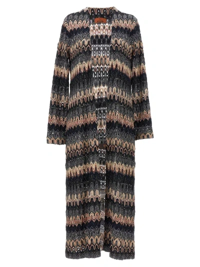 Shop Missoni Patterned Long Cardigan Sweater, Cardigans In Multicolor