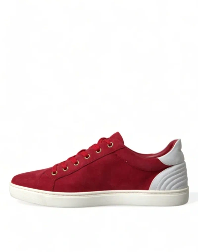 Shop Dolce & Gabbana Elegant Red &amp; White Low Top Men's Sneakers In White And Red