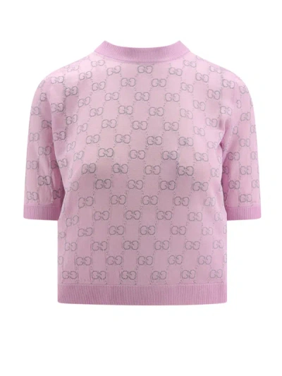Shop Gucci Viscose Blend Sweater With Gg Intarsia