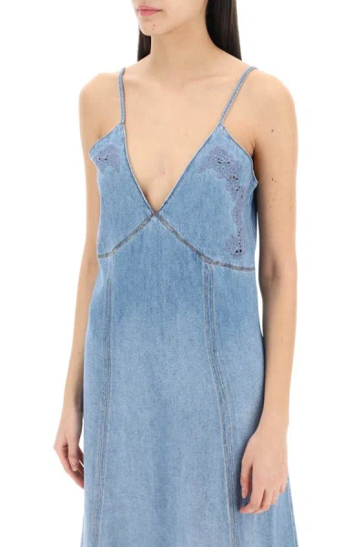 Shop Chloé Chloe' Denim Maxi Dress For Women In Blue