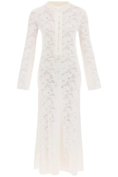 Shop Chloé Chloe' Maxi Pointelle Knit Dress In In White