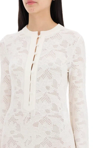 Shop Chloé Chloe' Maxi Pointelle Knit Dress In In White