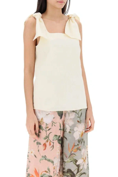 Shop Chloé Chloe' Tank Top With Bows On Shoulders In Neutro