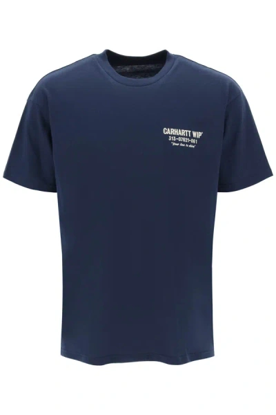 Shop Carhartt T Shirt Less Troubles In Blue