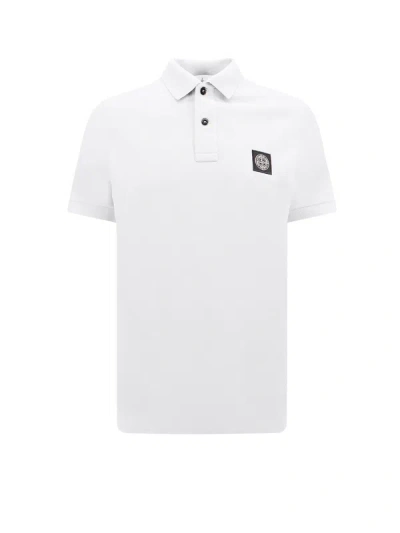 Shop Stone Island Stretch Organic Cotton Polo Shirt With Frontal Logo