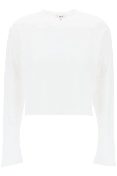 Shop Agolde T Shirt Cropped A Maniche Lunghe Mason In White