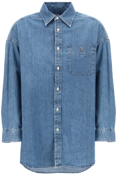 Shop Polo Ralph Lauren Camicia Oversize In Denim In Blue