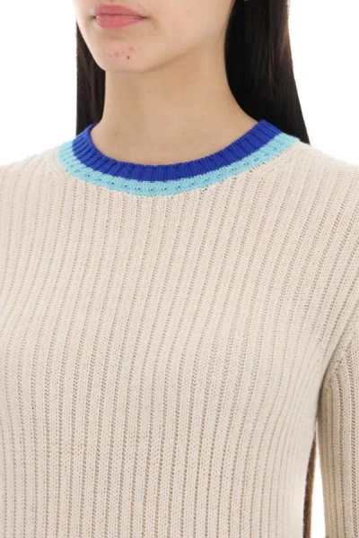 Shop Dries Van Noten Contrast Collar Pullover Sweater With Tire In Multicolor