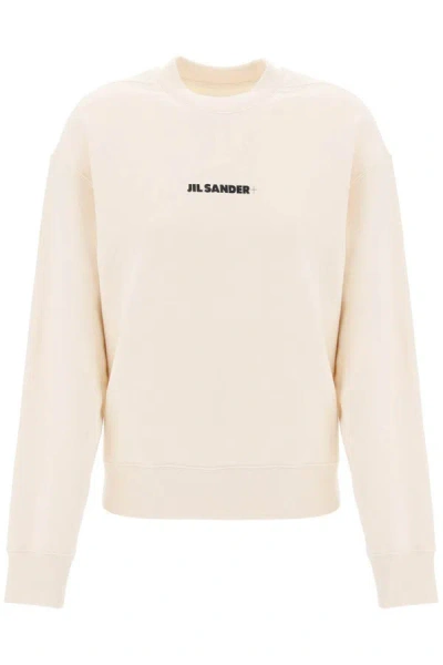 Shop Jil Sander Crew-neck Sweatshirt With Logo Print In Neutro