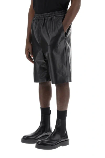Shop Jil Sander Leather Bermuda Shorts For In Black