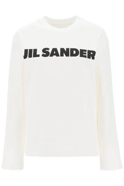 Shop Jil Sander Logo Print Long-sleeved T-shirt In White