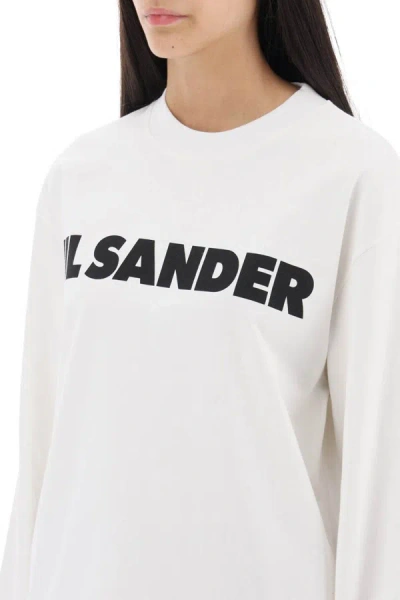 Shop Jil Sander Logo Print Long-sleeved T-shirt In White