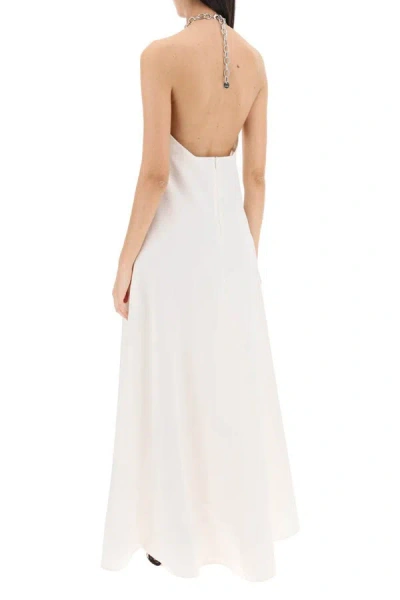 Shop Jil Sander Long Dress With Necklace In White