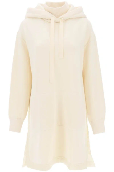 Jil Sander Maxi Wool-cotton Hoodie In White