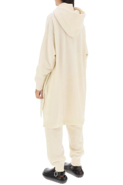 Shop Jil Sander Maxi Wool-cotton Hoodie In White