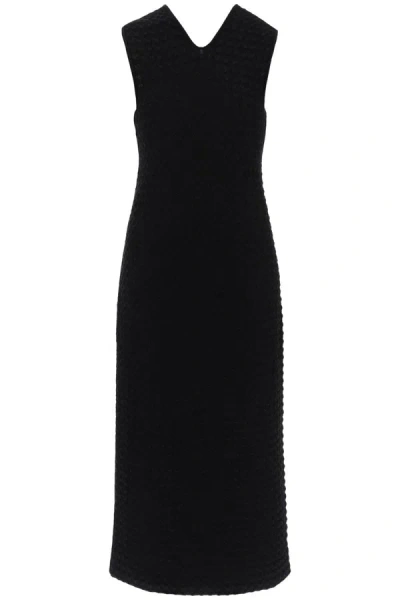 Shop Jil Sander Midi Dress In Openwork Knit In Black
