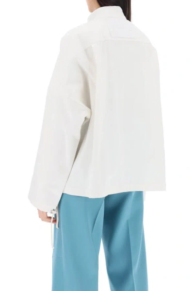 Shop Jil Sander Oversized Blouson Jacket In Canvas In White
