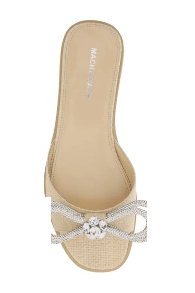 Mach&mach 10mm Double Bow Raffia Flat Sandals In Multicolor