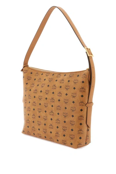 Shop Mcm Large Visetos Hobo Bag By In Brown