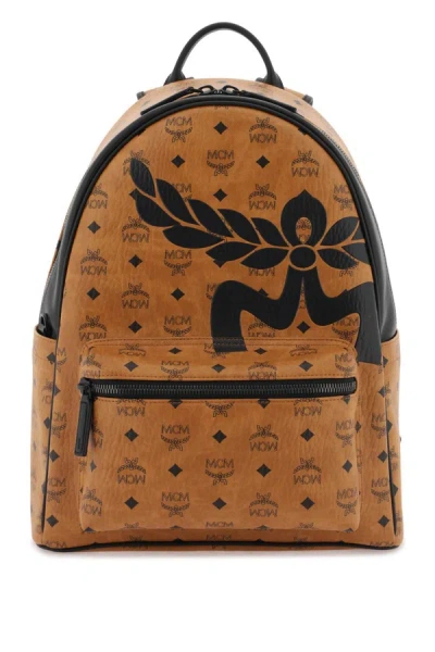 Shop Mcm Medium Stark Backpack In Mega Laurel Visetos In Brown