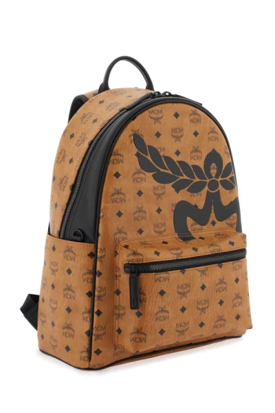 Shop Mcm Medium Stark Backpack In Mega Laurel Visetos In Brown