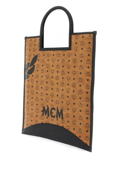 Shop Mcm Mega Laurel Visetos Tote Bag In Brown