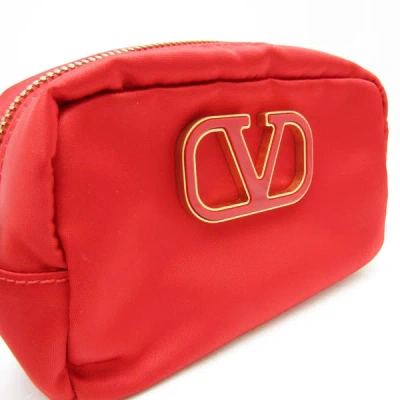 Shop Valentino Garavani V Logo Red Synthetic Clutch Bag ()