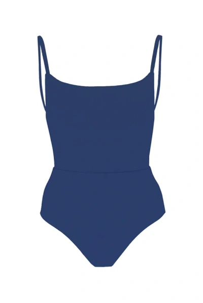 Shop Anemos Square Neck Open Back One-piece In Azure