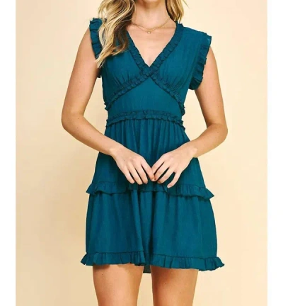Shop Pinch V-neck Ruffle Dress In Teal In Blue