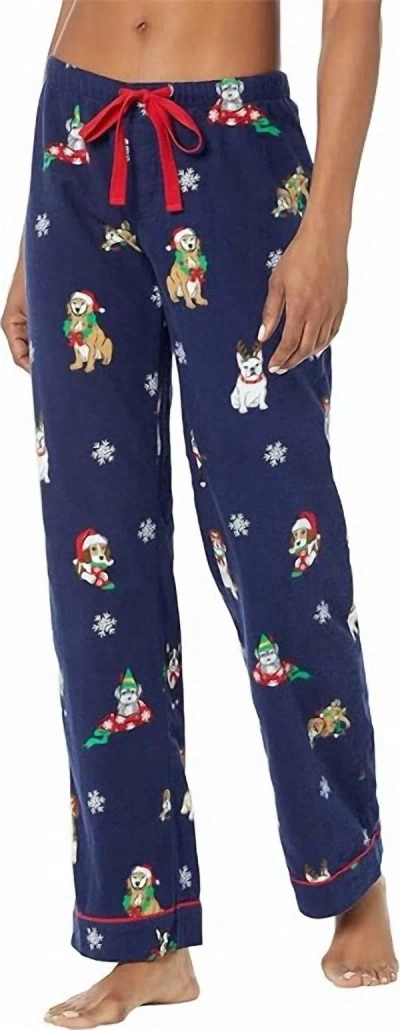 Shop Pj Salvage Women's Holiday Pups Flannel Pants In Navy In Blue