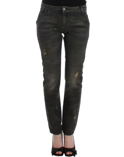 Shop Costume National Distressed Women's Jeans In Grey