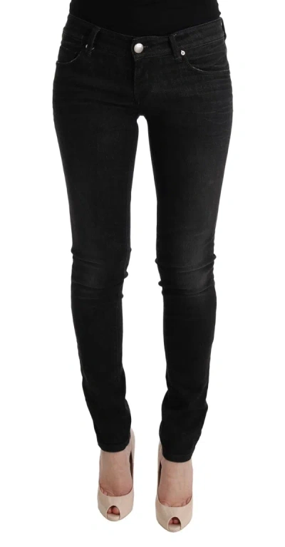 Shop Acht Blue Cotton Bottoms Slim Fit Women's Jeans In Black