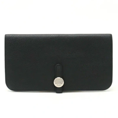Shop Hermes Dogon Leather Wallet () In Black