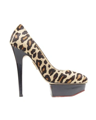 Shop Charlotte Olympia Dolly Brown Leopard Pony Hair Patent Platform Pump