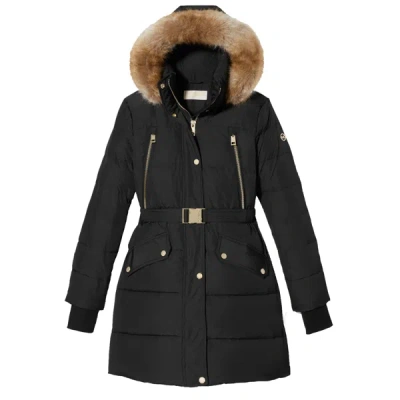 Shop Michael Michael Kors Women's Black Down Belted Puffer Coat 3/4 Length