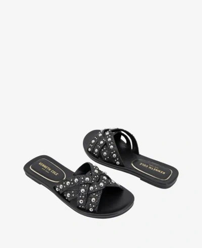 Kenneth Cole Jula Flat Sandal In Black Raffia