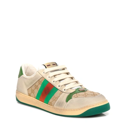 Shop Gucci Leather Sneakers With Gg Motif