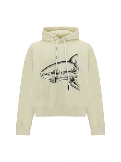 Shop Palm Angels Organic Cotton Sweatshirt With Shark Embroidery