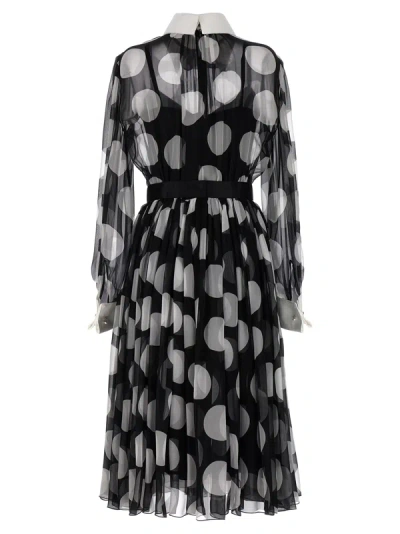 Shop Dolce & Gabbana Polka Dot Chiffon Dress Dresses White/black
