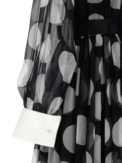 Shop Dolce & Gabbana Polka Dot Chiffon Dress Dresses White/black