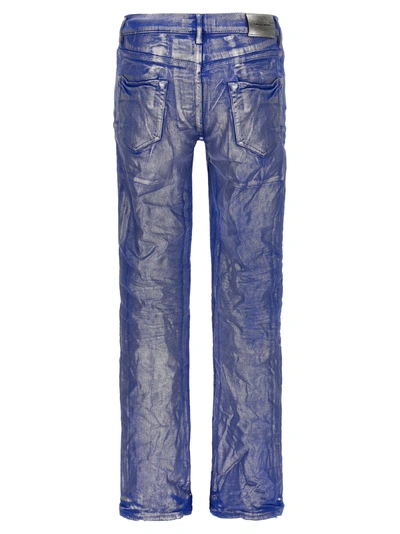 Shop Purple Silver Foil Flare Jeans Blue